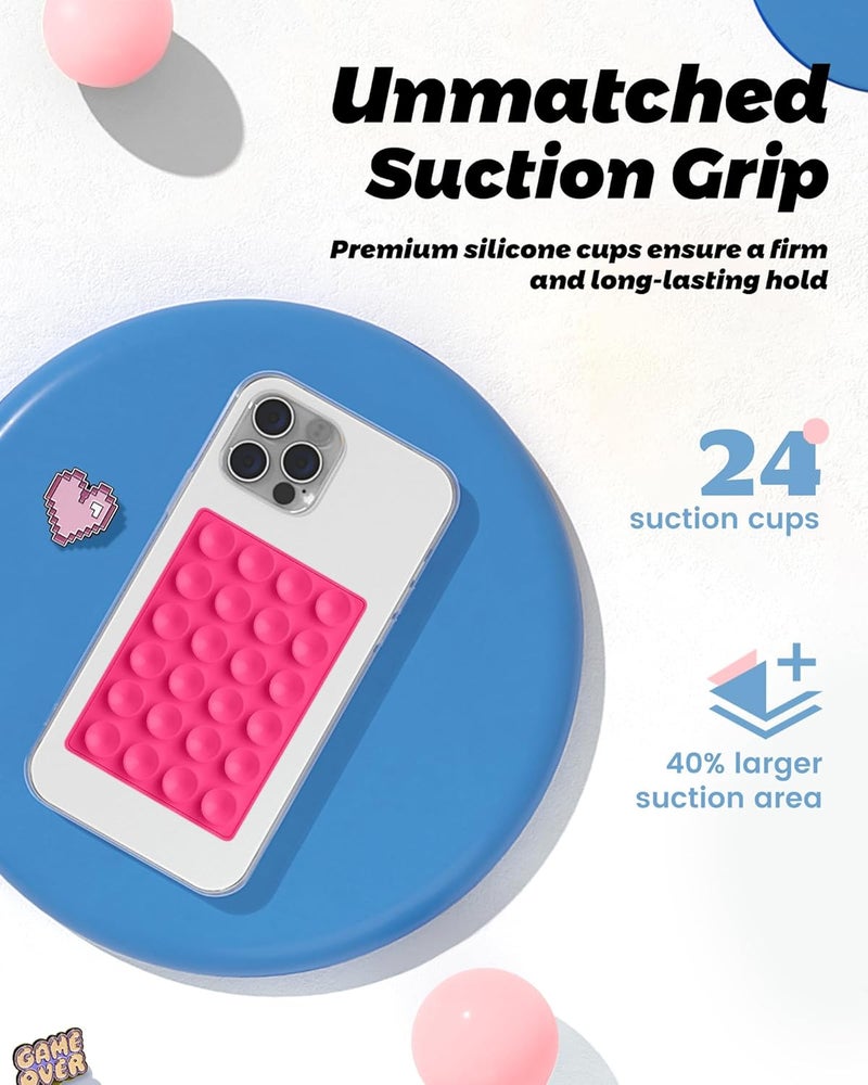 amBand Magnetic Suction Phone Mount for MagSafe Case, Silicone Sticky Grip Secure Holder for iPhone, Hands-Free Taking Photo/Recording Video/Live Streaming for Instagram Influencer/Creator, Hot Pink - Image 4